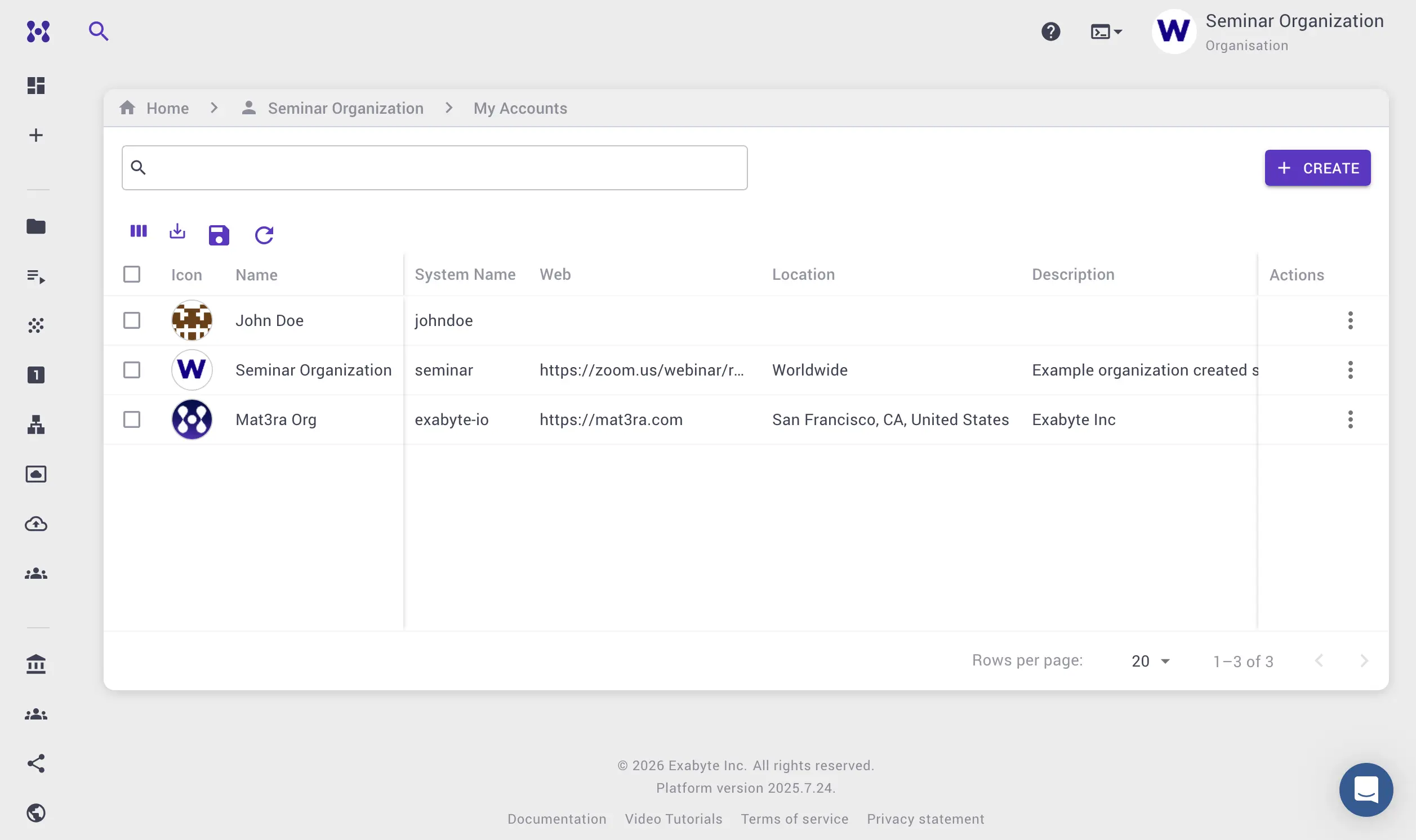 Accounts List Accounts List